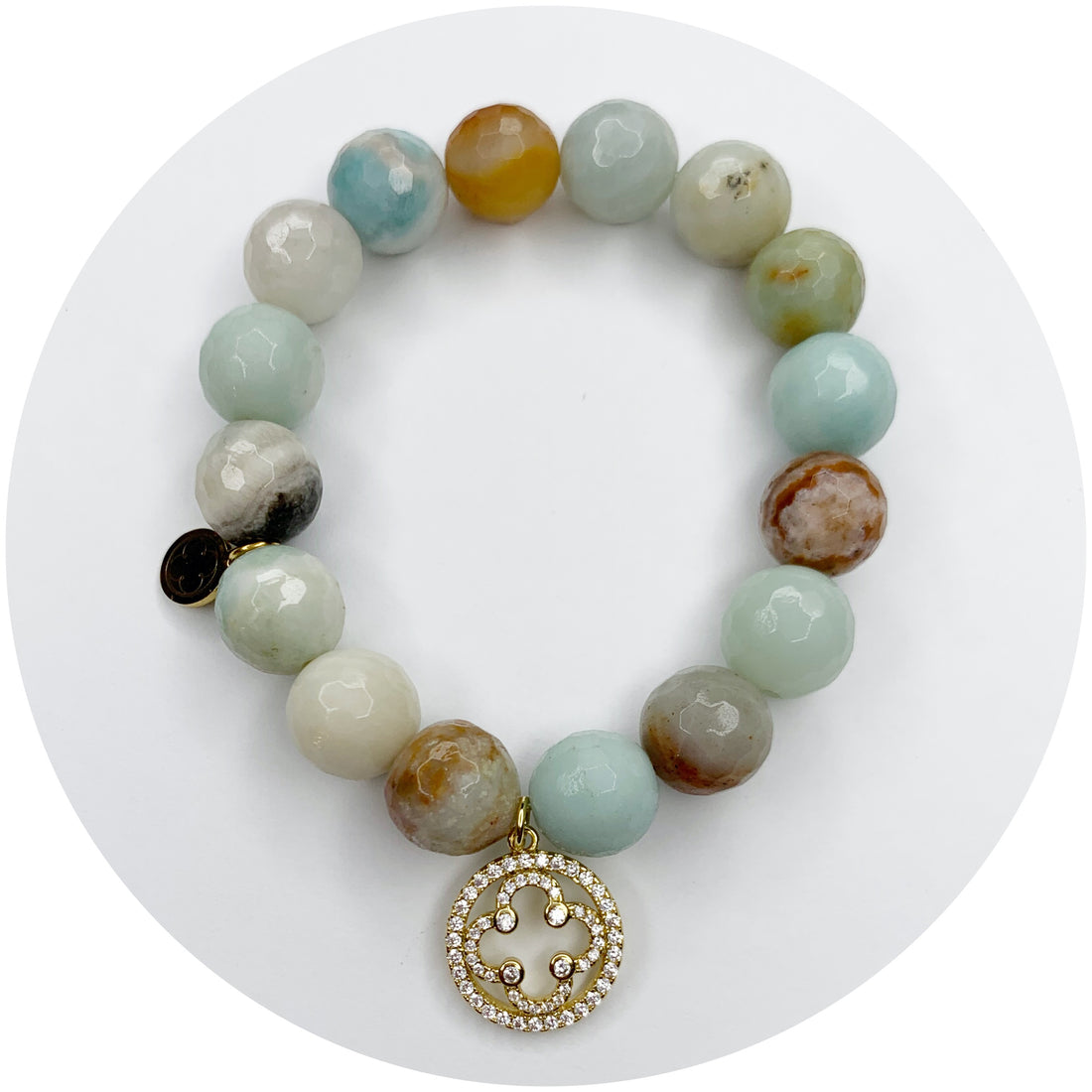 Amazonite with Pavé Gold Clover