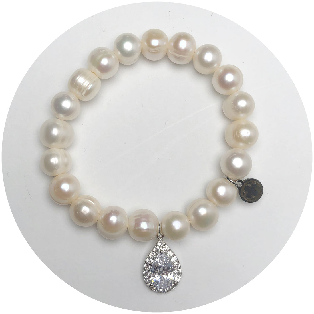Freshwater Pearls with Pavé Silver Teardrop Pendant