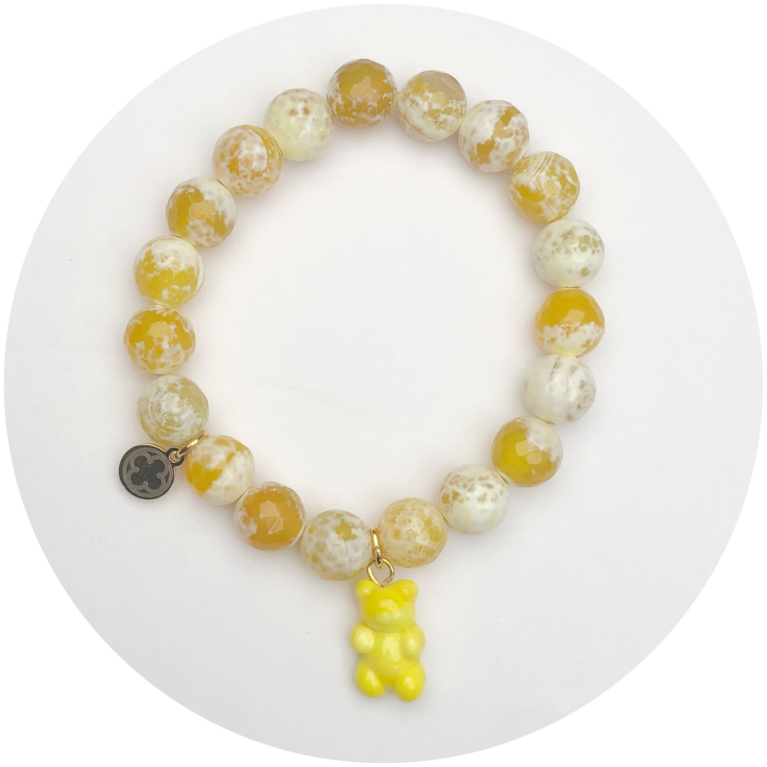 Yellow Agate with Yellow Murano Glass Gummy Bear
