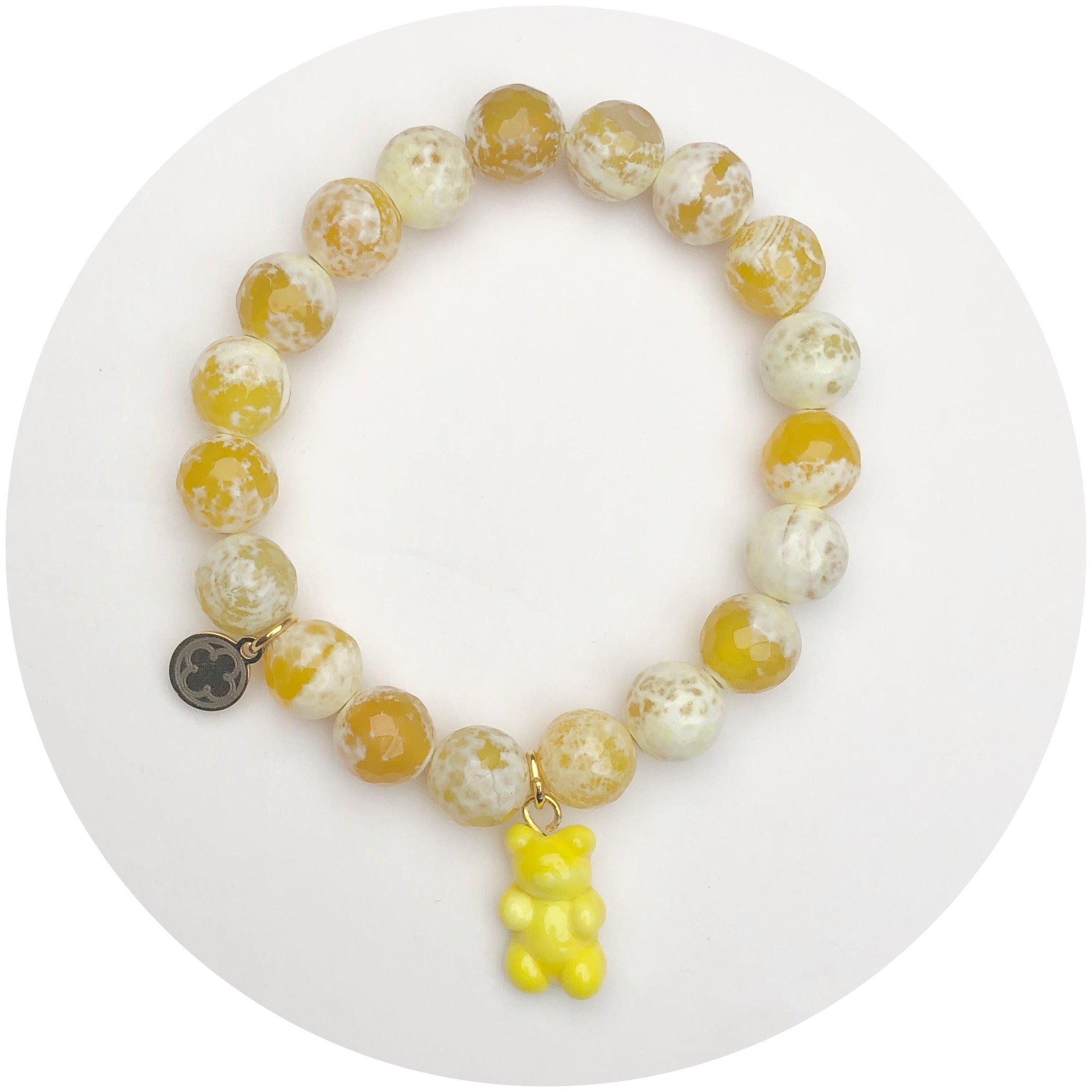 Yellow Agate with Yellow Murano Glass Gummy Bear