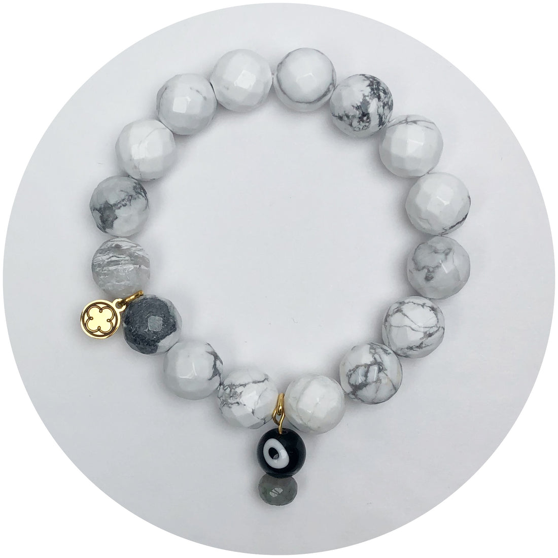 Frosted Marble Agate with Evil Eye Pendant