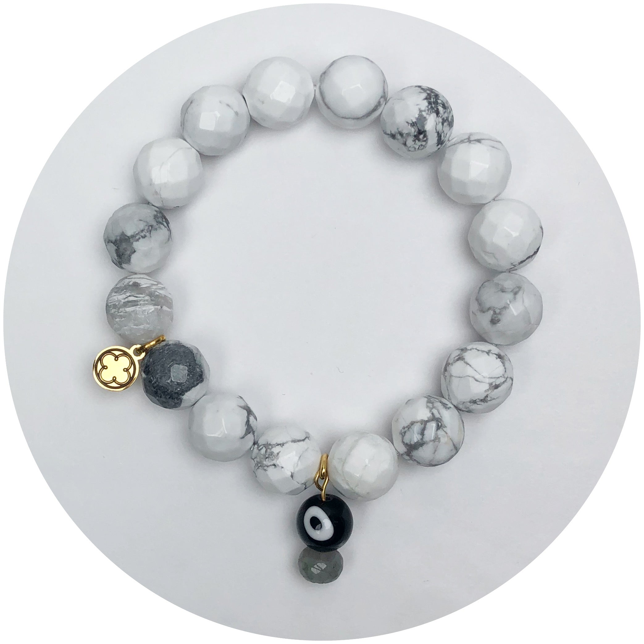 Frosted Marble Agate with Evil Eye Pendant