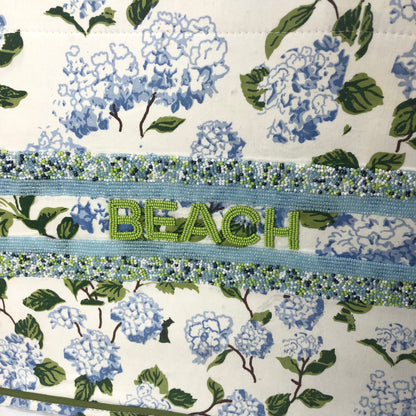 Bianca Blue Hydrangea Beaded &quot;Beach&quot; Bag