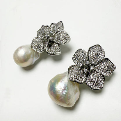 Freshwater Pearl Flower Studs