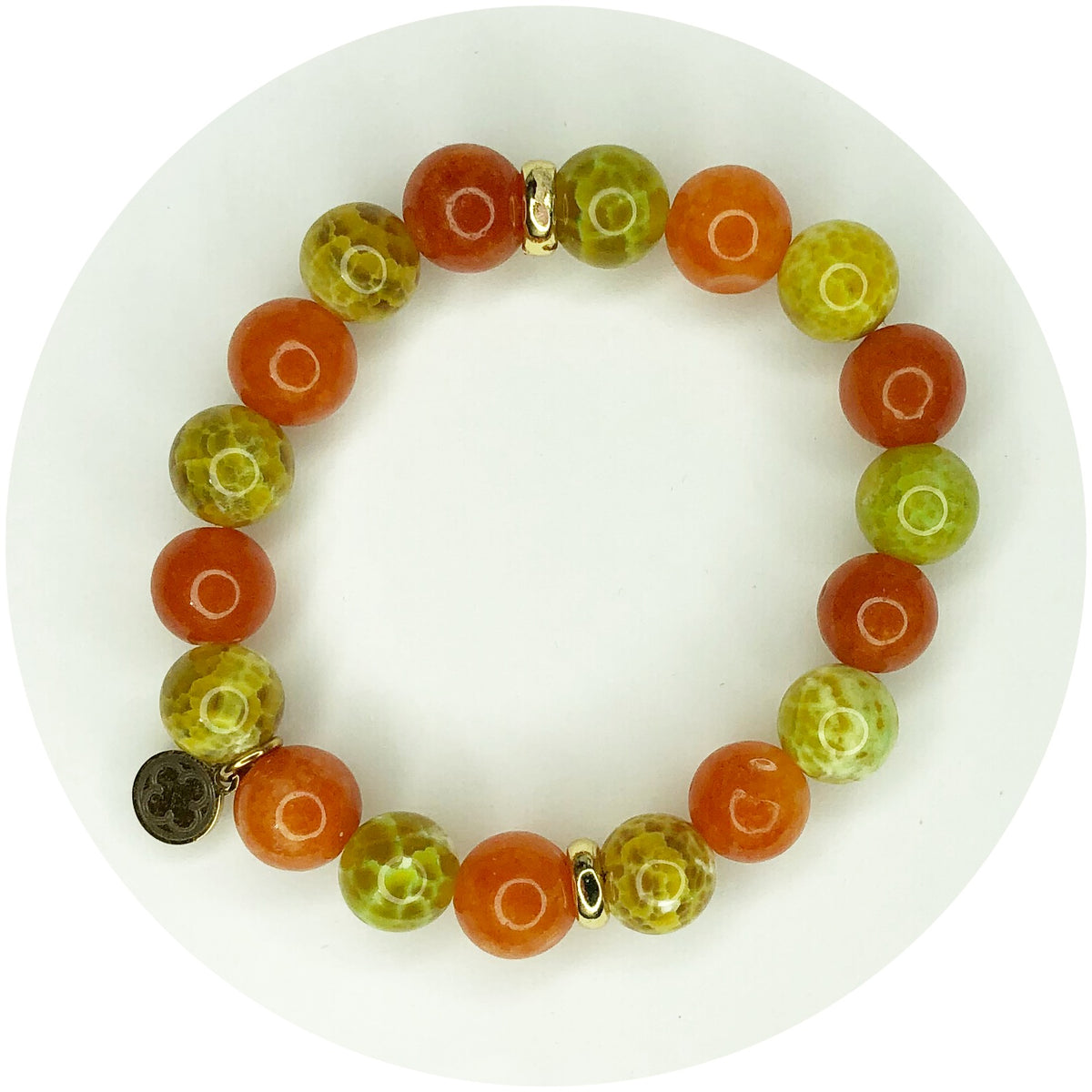 Mixed Tangerine Sun Agate with Gold Spacers