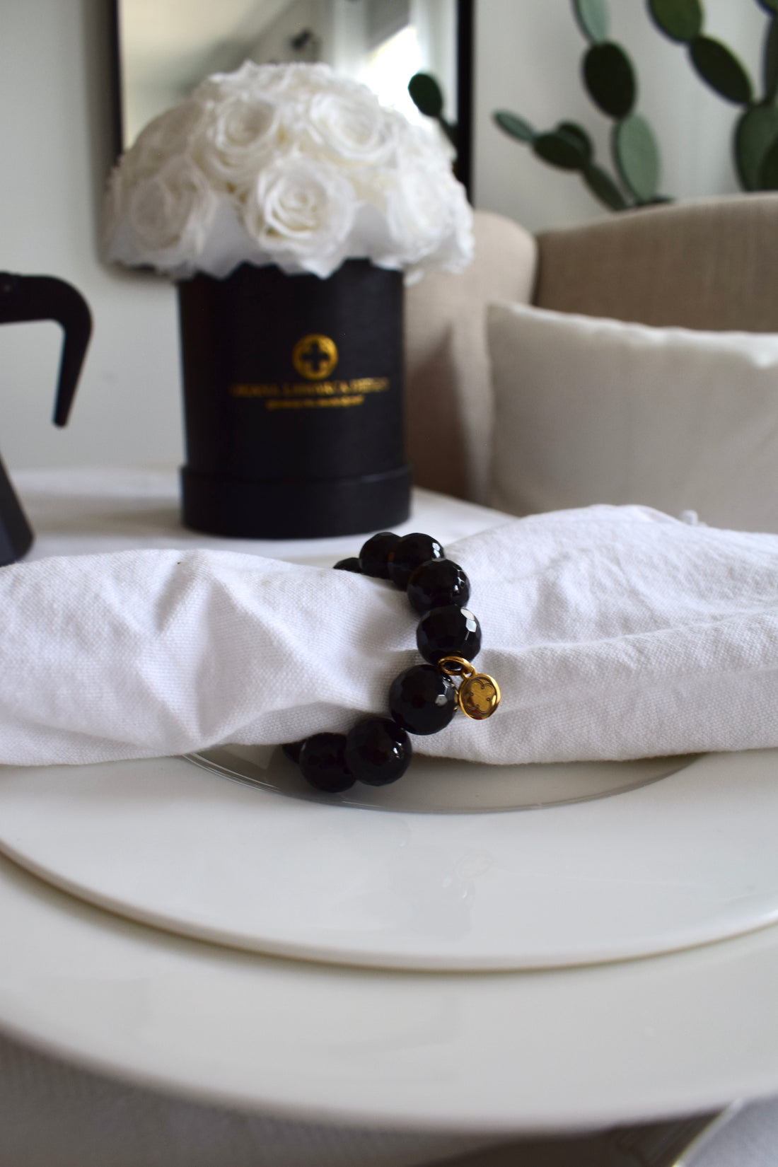 Black Onyx Napkin Rings - Set of 4