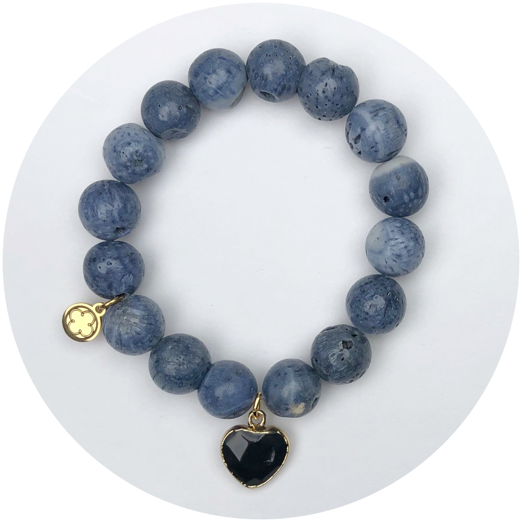 Blue Sponge Coral with Black Onyx Pendant