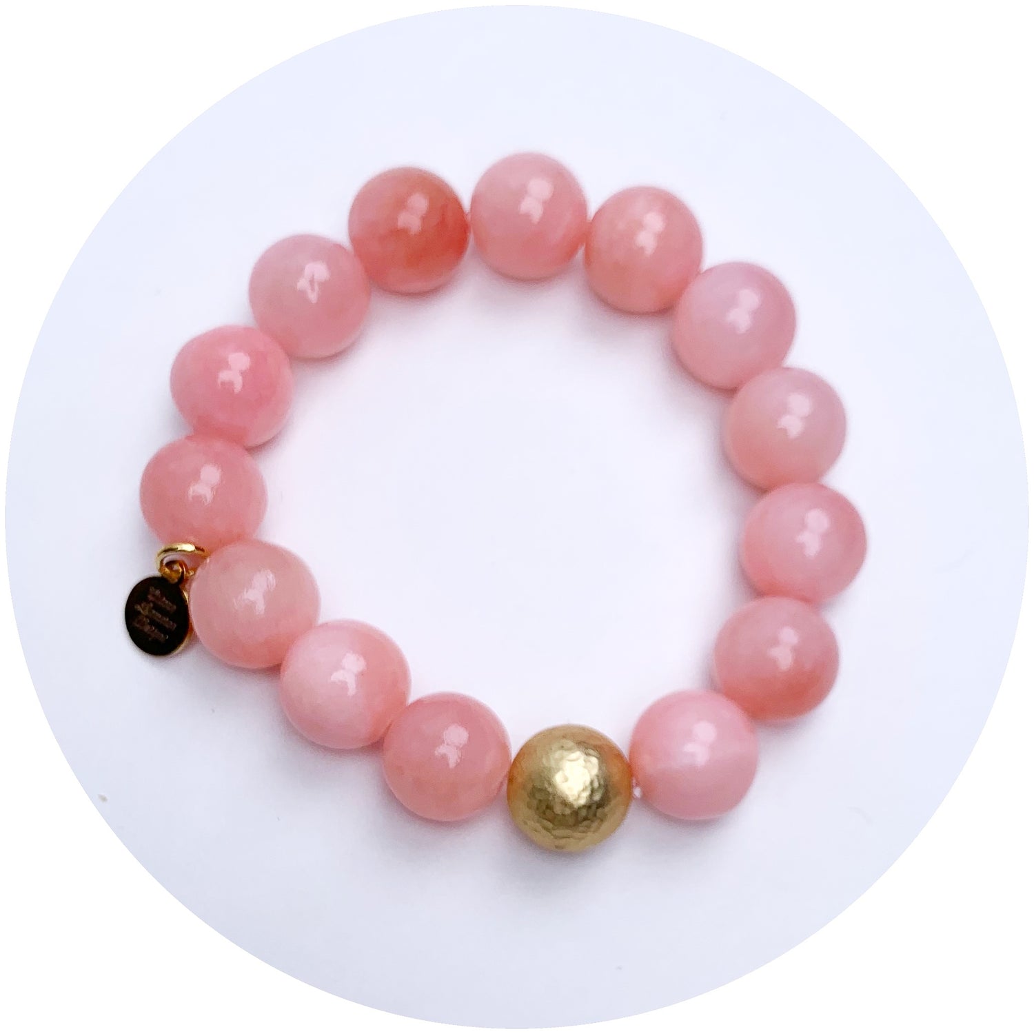 Rose Pink Jade with Hammered Gold Accent