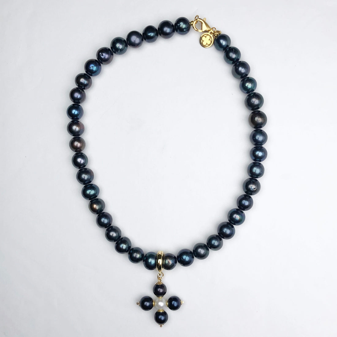 Perla Grande Peacock Pearl with Peacock Pearl Maltese Cross Necklace