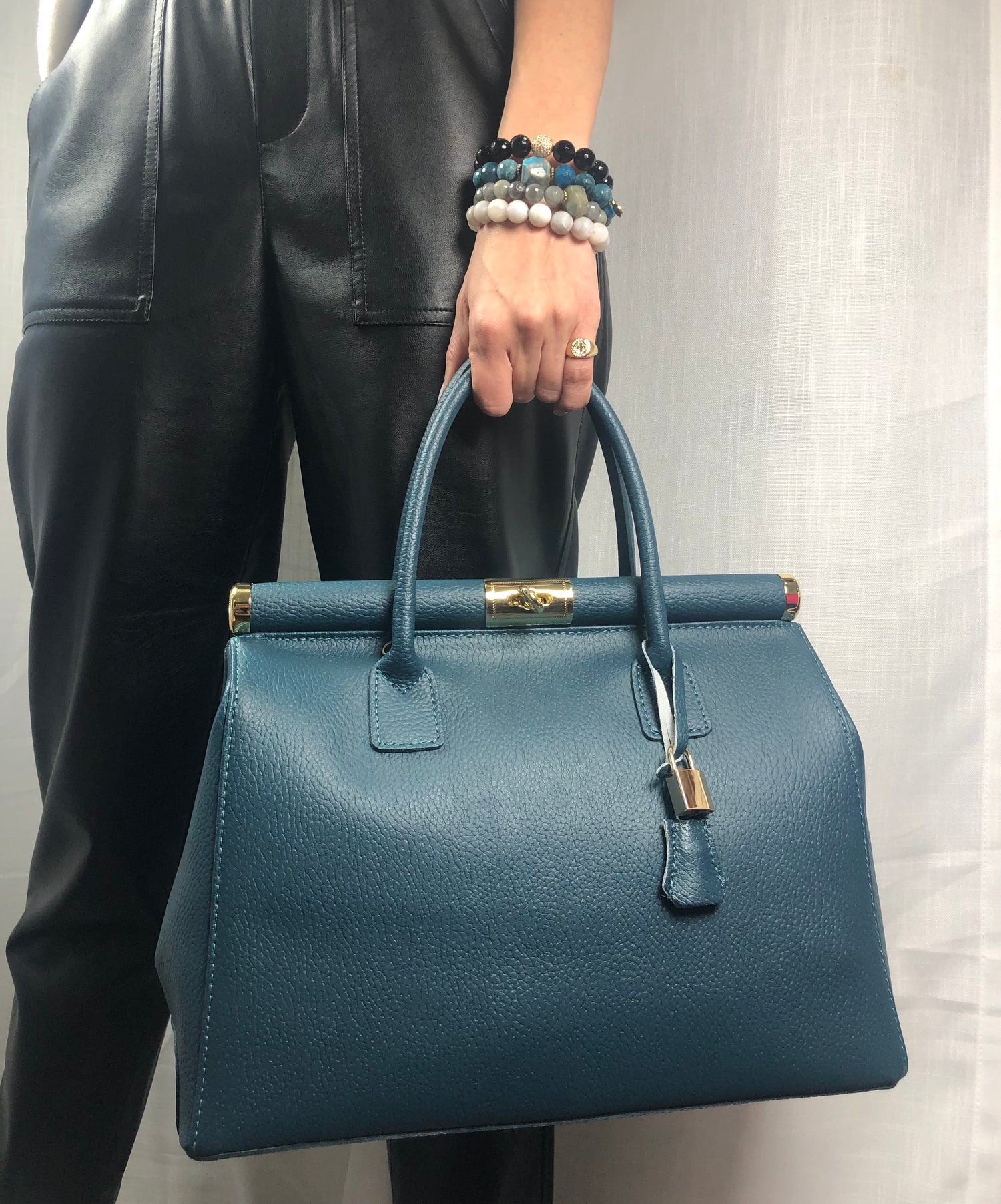 Caterina Teal Leather Handbag