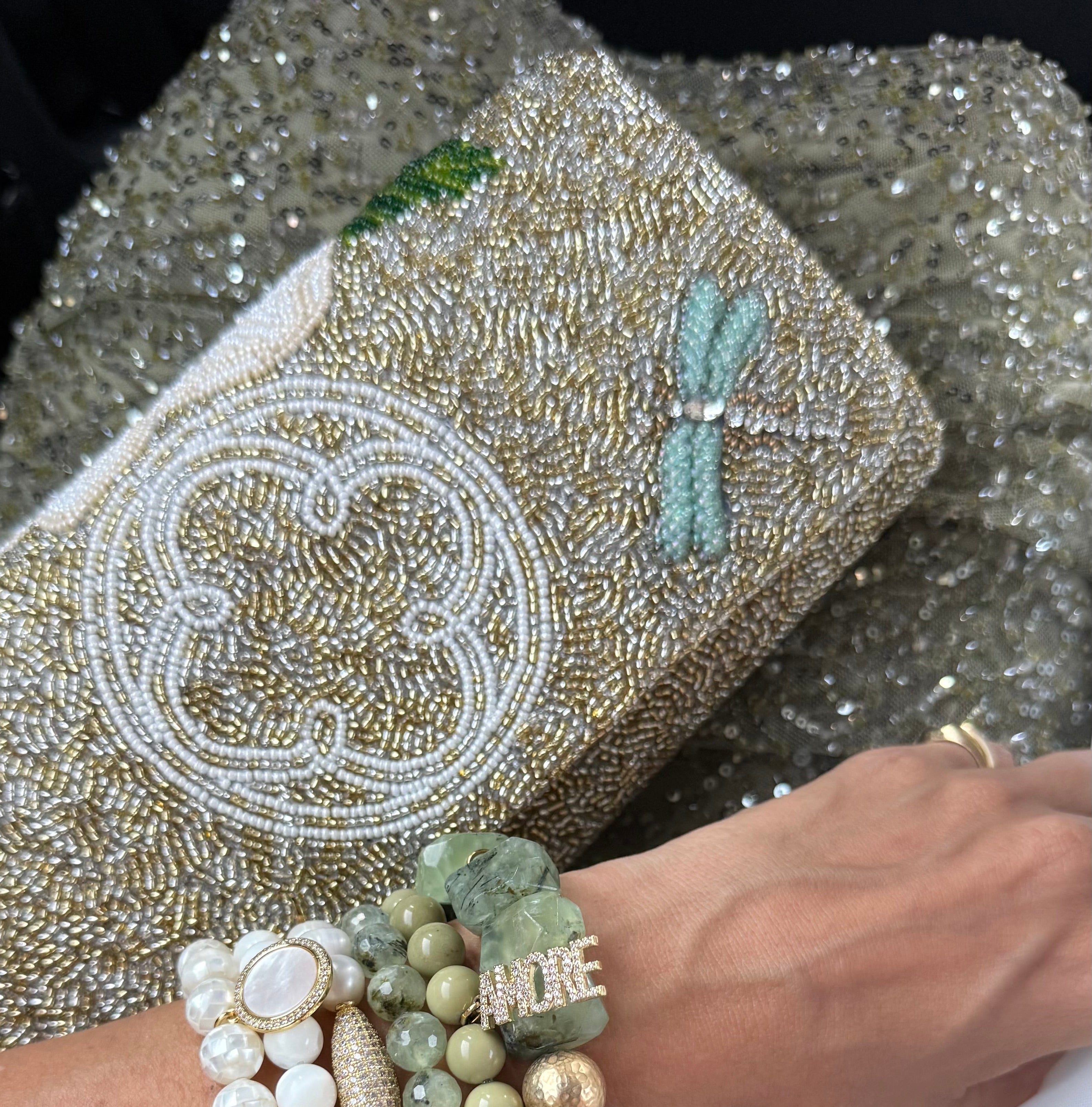 Beaded Magnolia Clutch