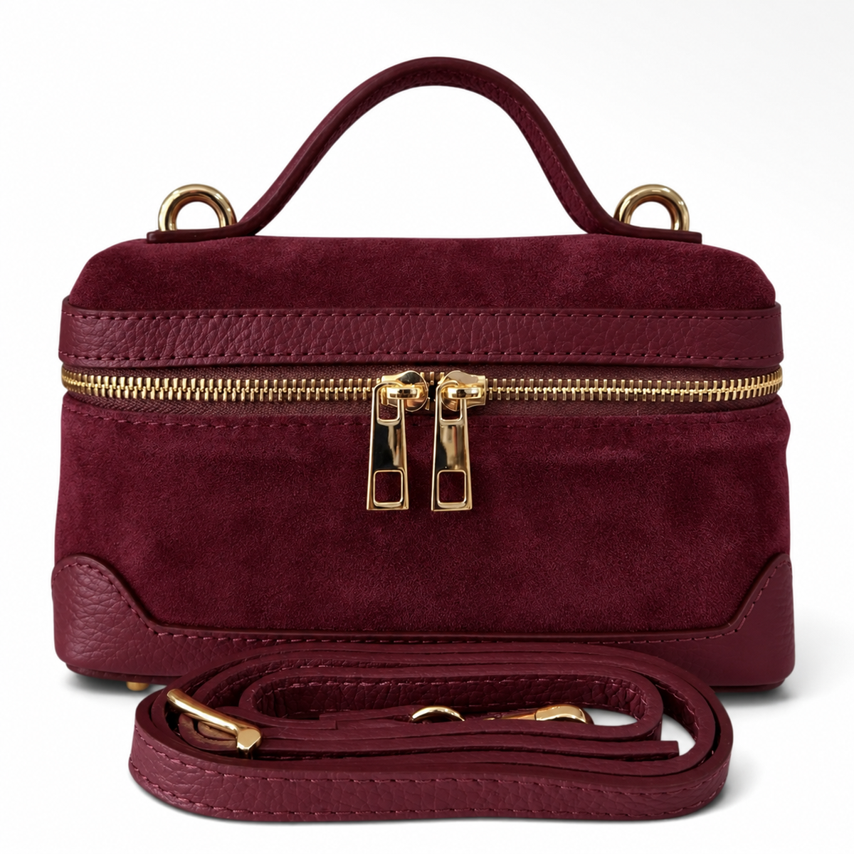 Frankie Marsala Suede Handbag