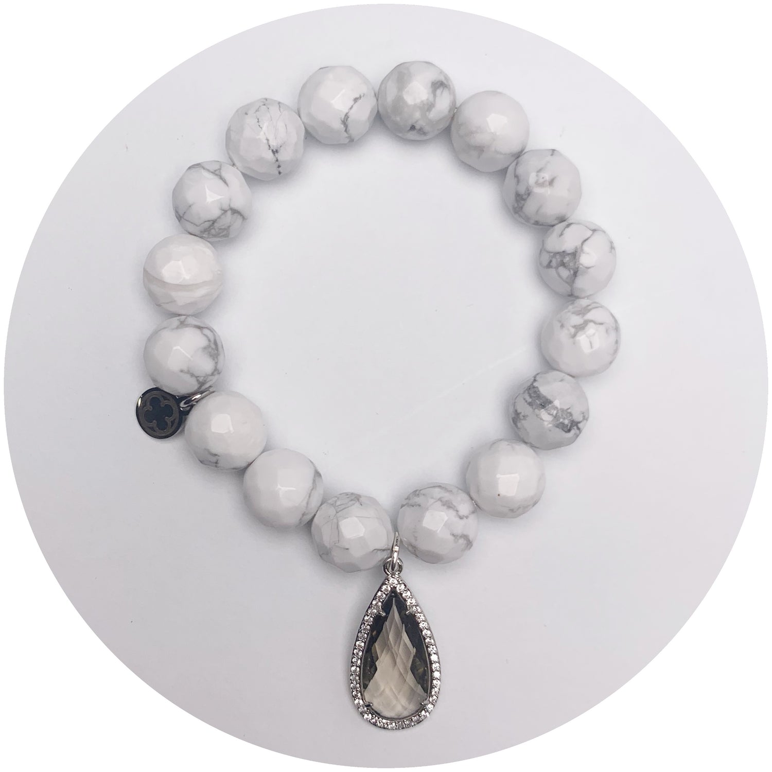 White Howlite with Pavé Grey Crystal Point Pendant