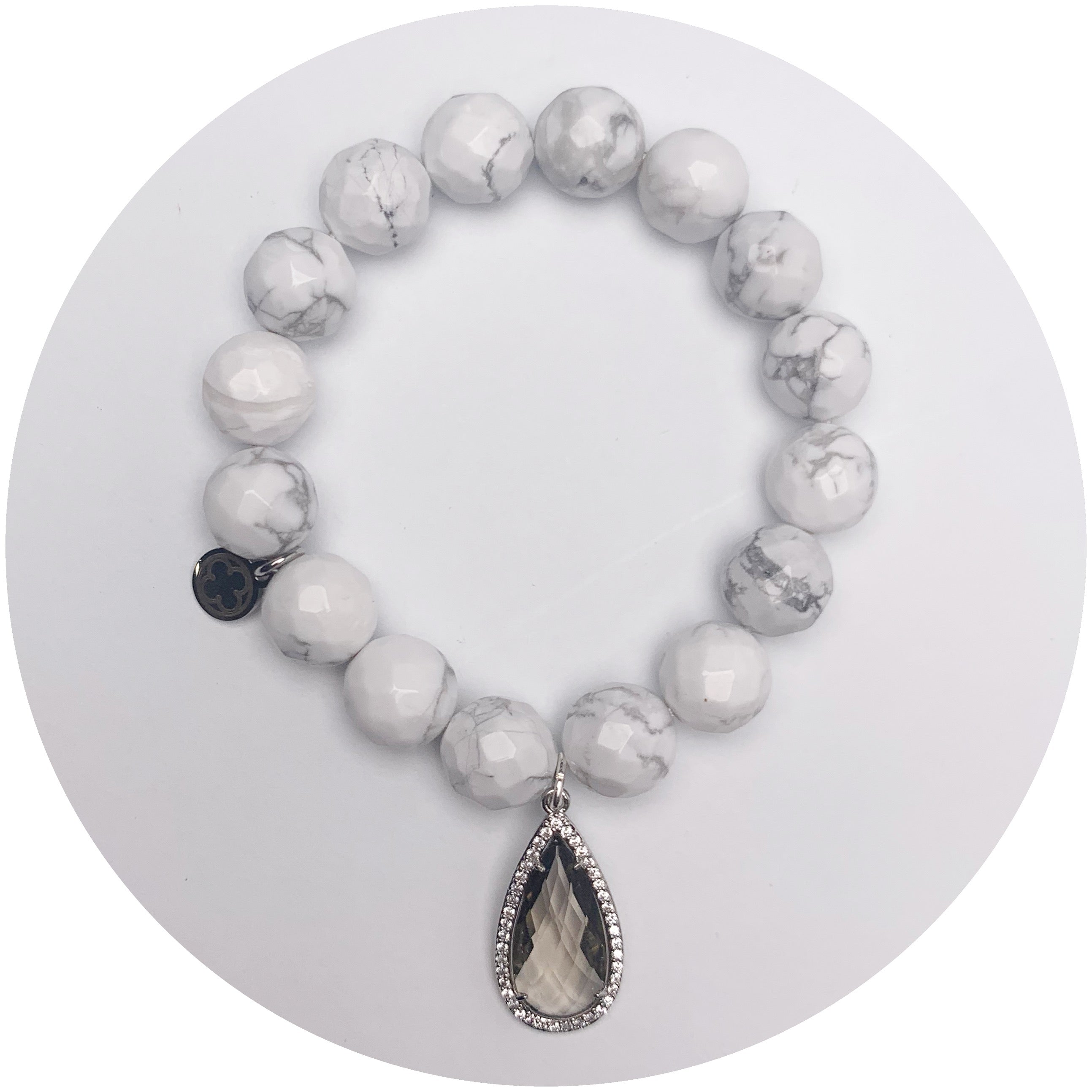 White Howlite with Pavé Grey Crystal Point Pendant