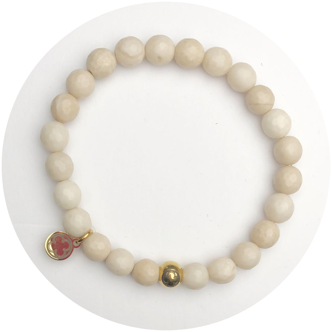 Mens Matte Beige Riverstone with Gold Accent