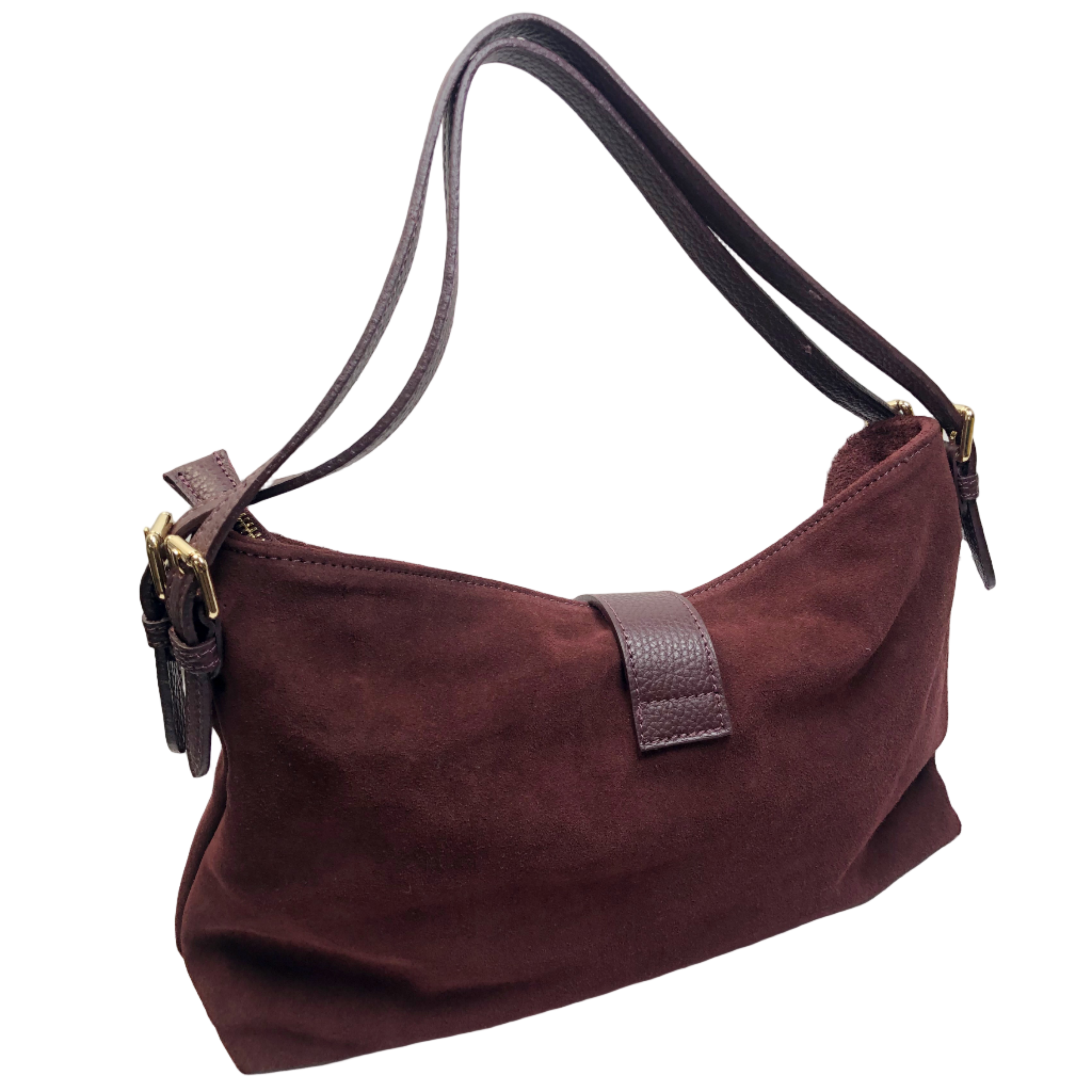 Sarina Marsala Suede Shoulder Bag
