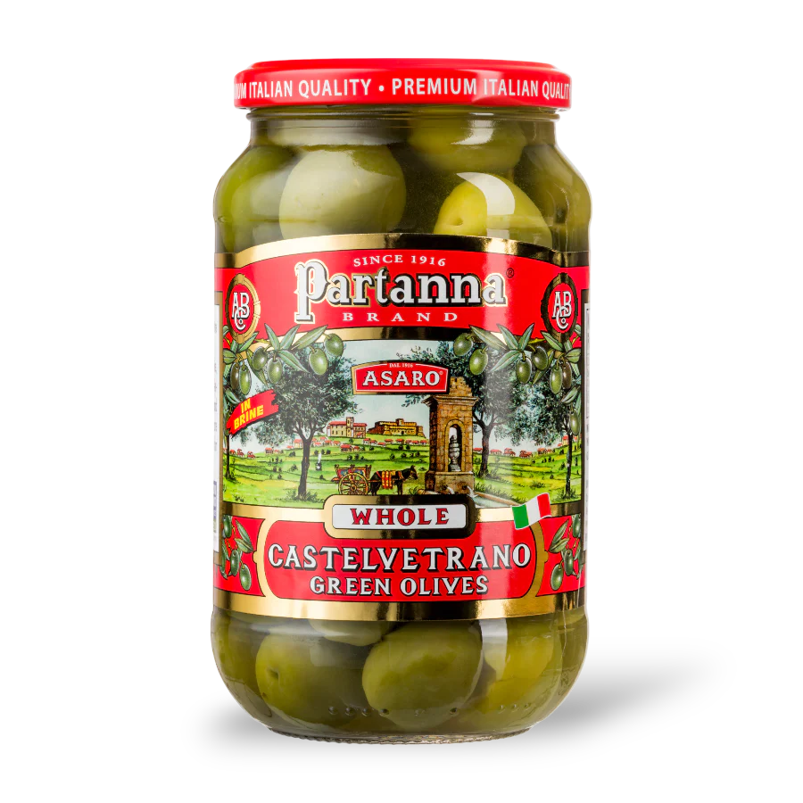 Sicilian Castelvetrano Whole Olives Glass Jar - 12 oz - Oriana Lamarca LLC