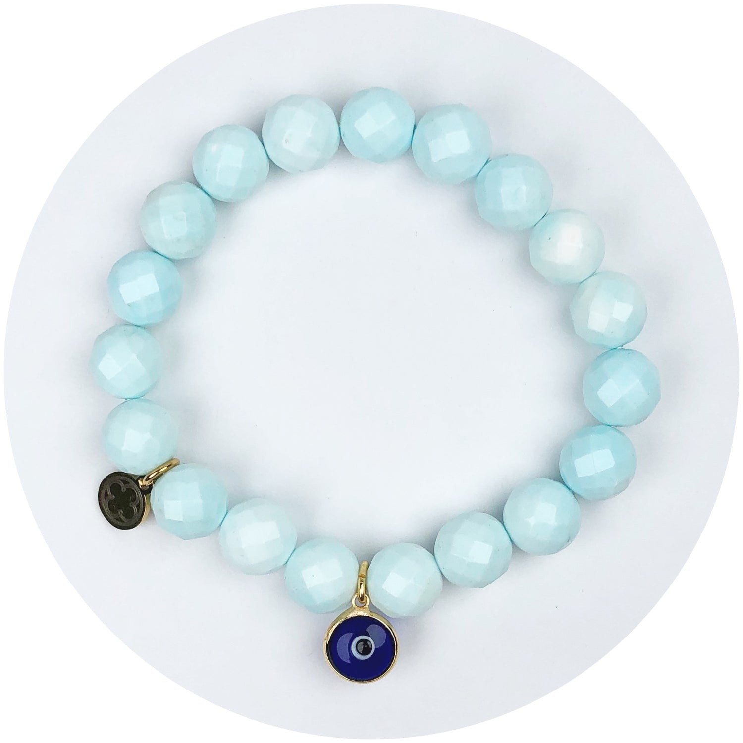 Seafoam Teal with Blue Glass Evil Eye Pendant
