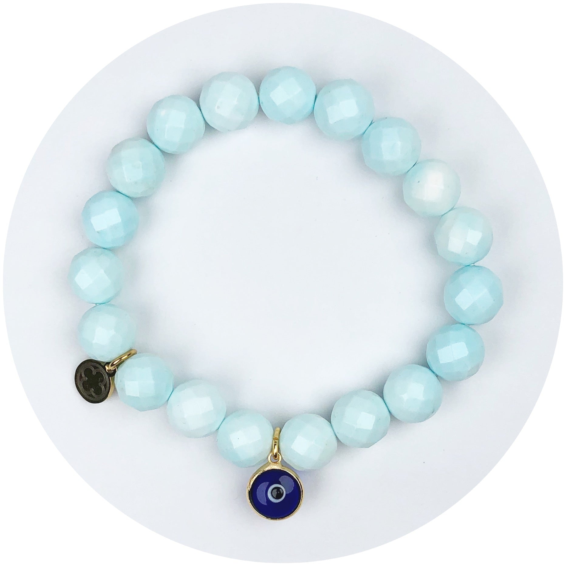 Seafoam Teal with Blue Glass Evil Eye Pendant