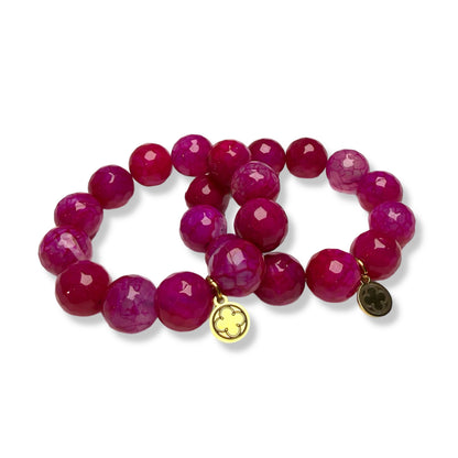 Magenta Jade Napkin Rings - Set of 4