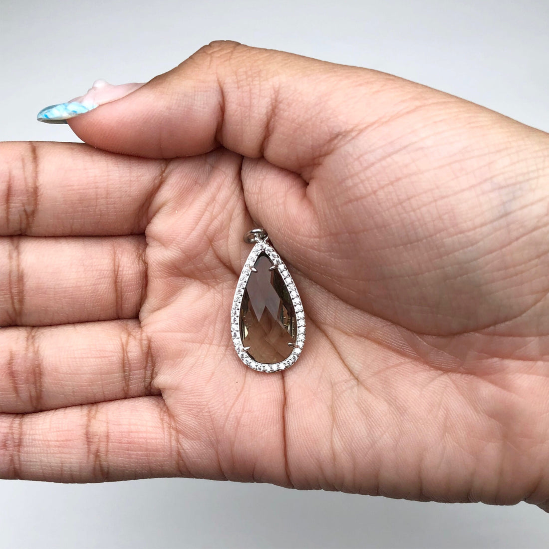 Pavé Grey Crystal Point Pendant