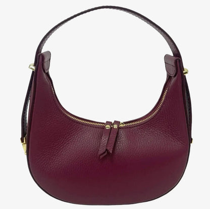 Mezza Luna Plum Leather Handbag