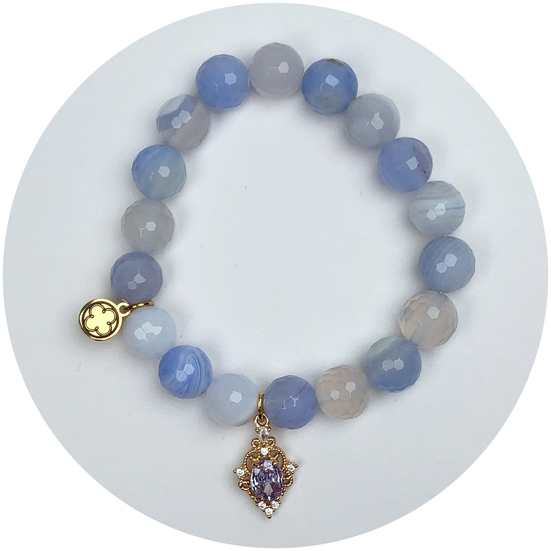 Aqua Frost Agate with Lagoon Crystal Pendant - Oriana Lamarca LLC