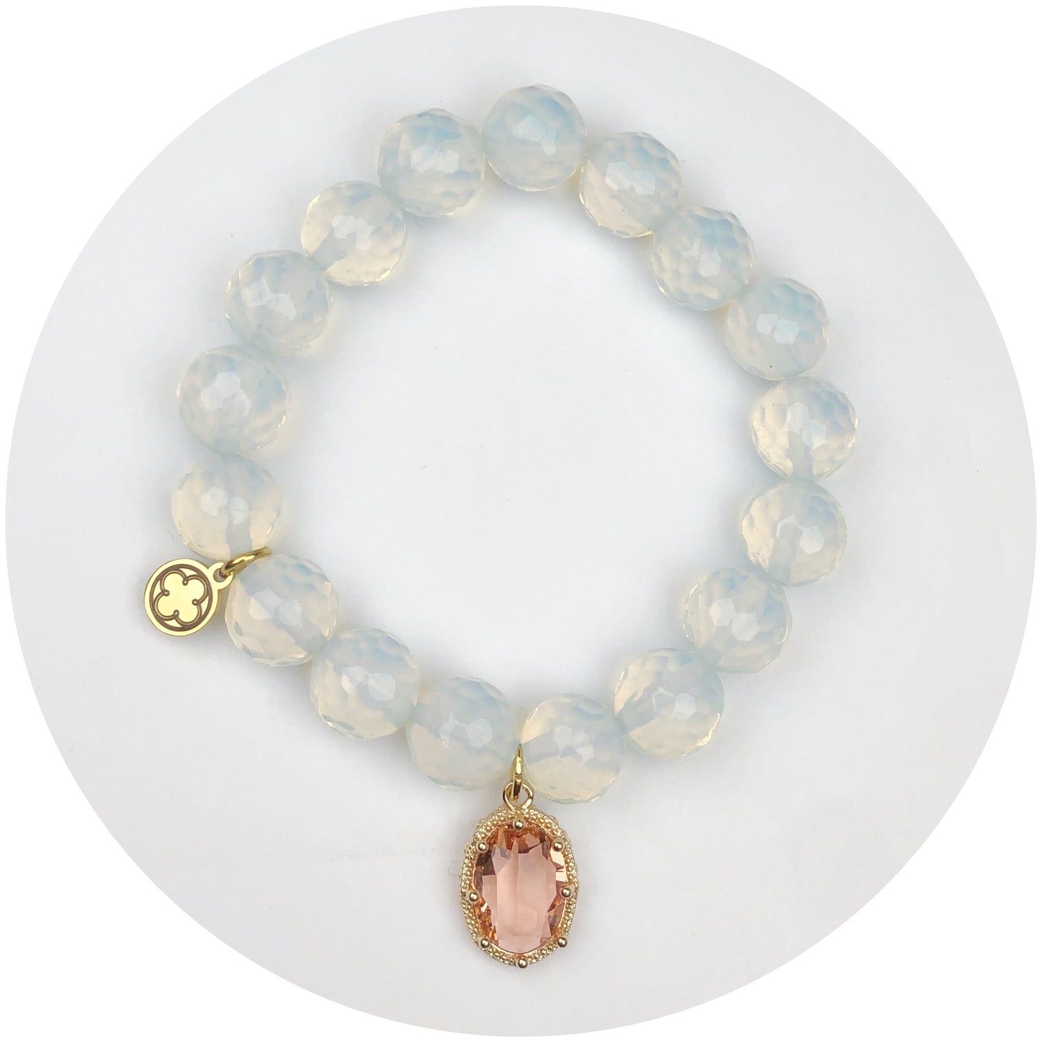 Opalite with Pavé Peach Crystal Point Pendant
