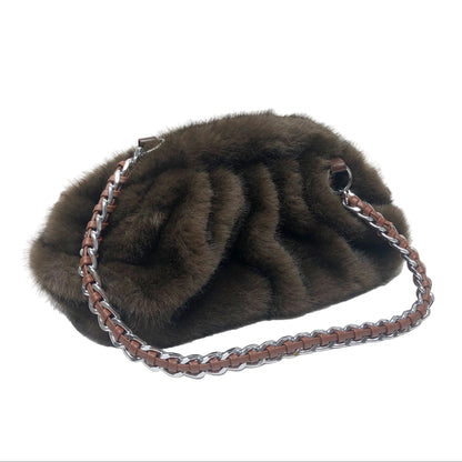 La Nuvola Brown Faux Mink Bag