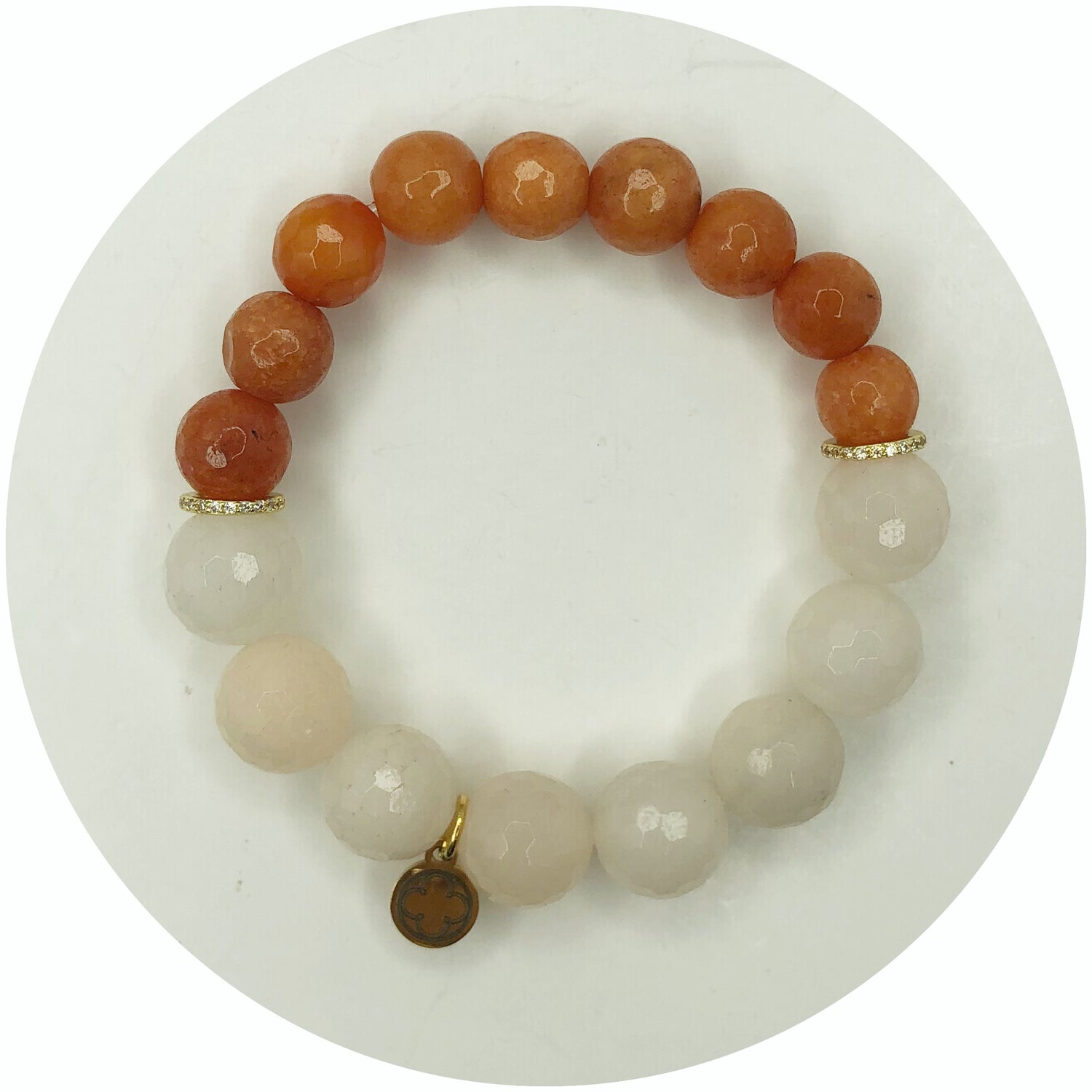 Cream of Coconut Jasper with Dusty Orange Agate and Gold Pavé spacers