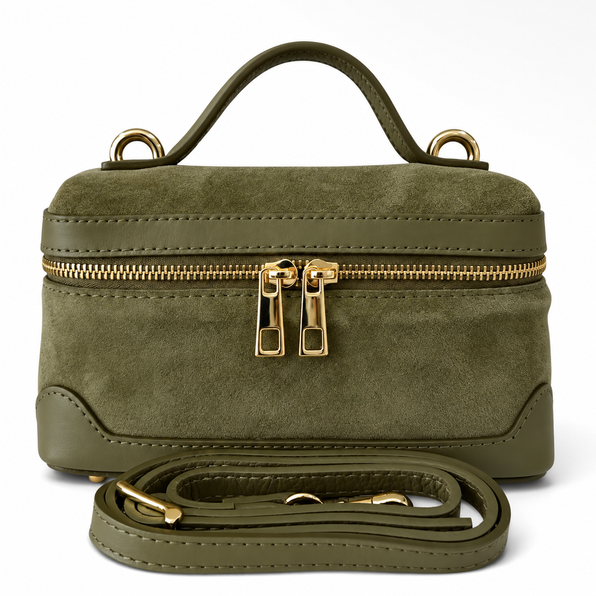 Frankie Olive Green Suede Handbag