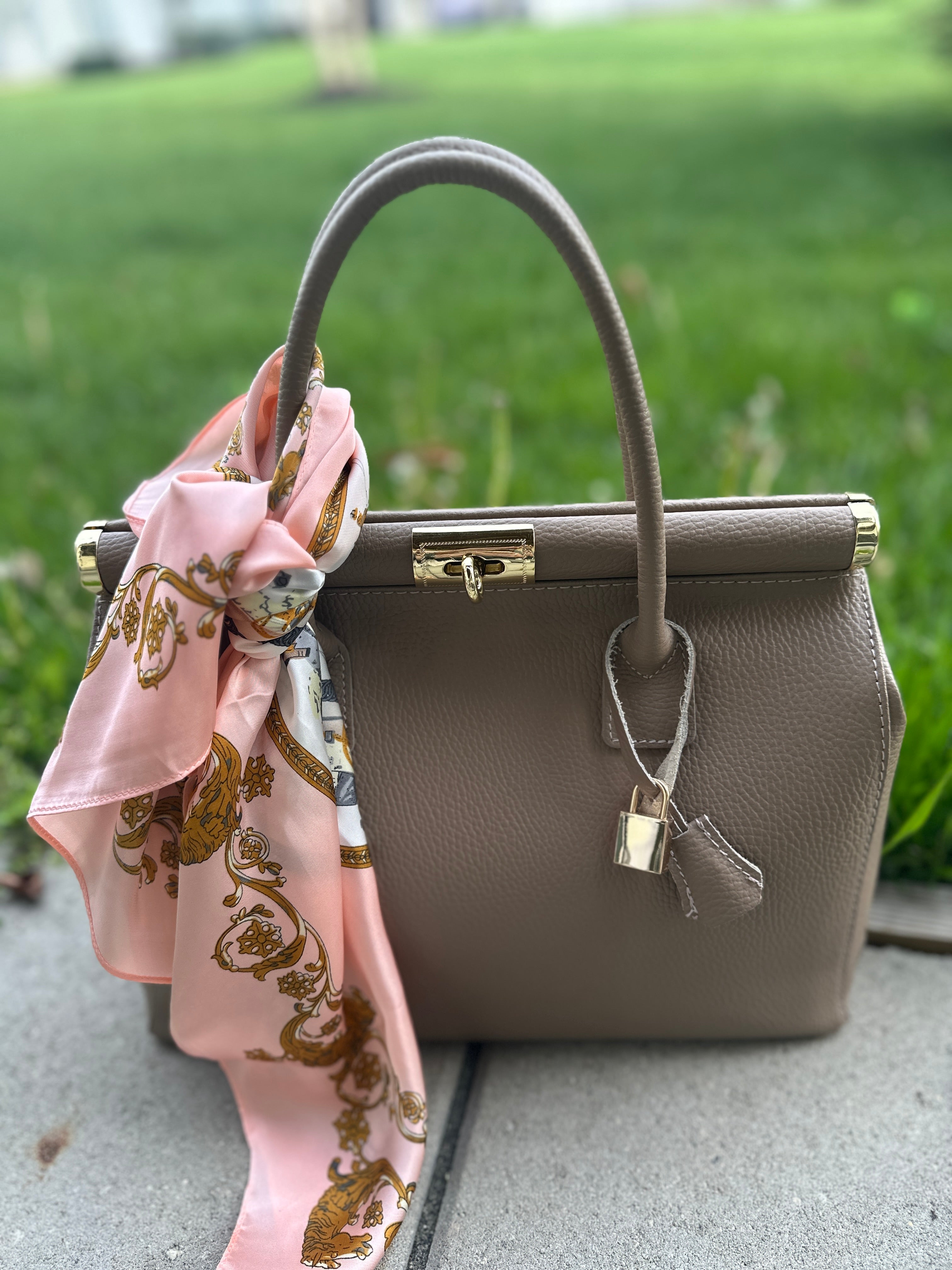 Caterina Taupe Leather Handbag