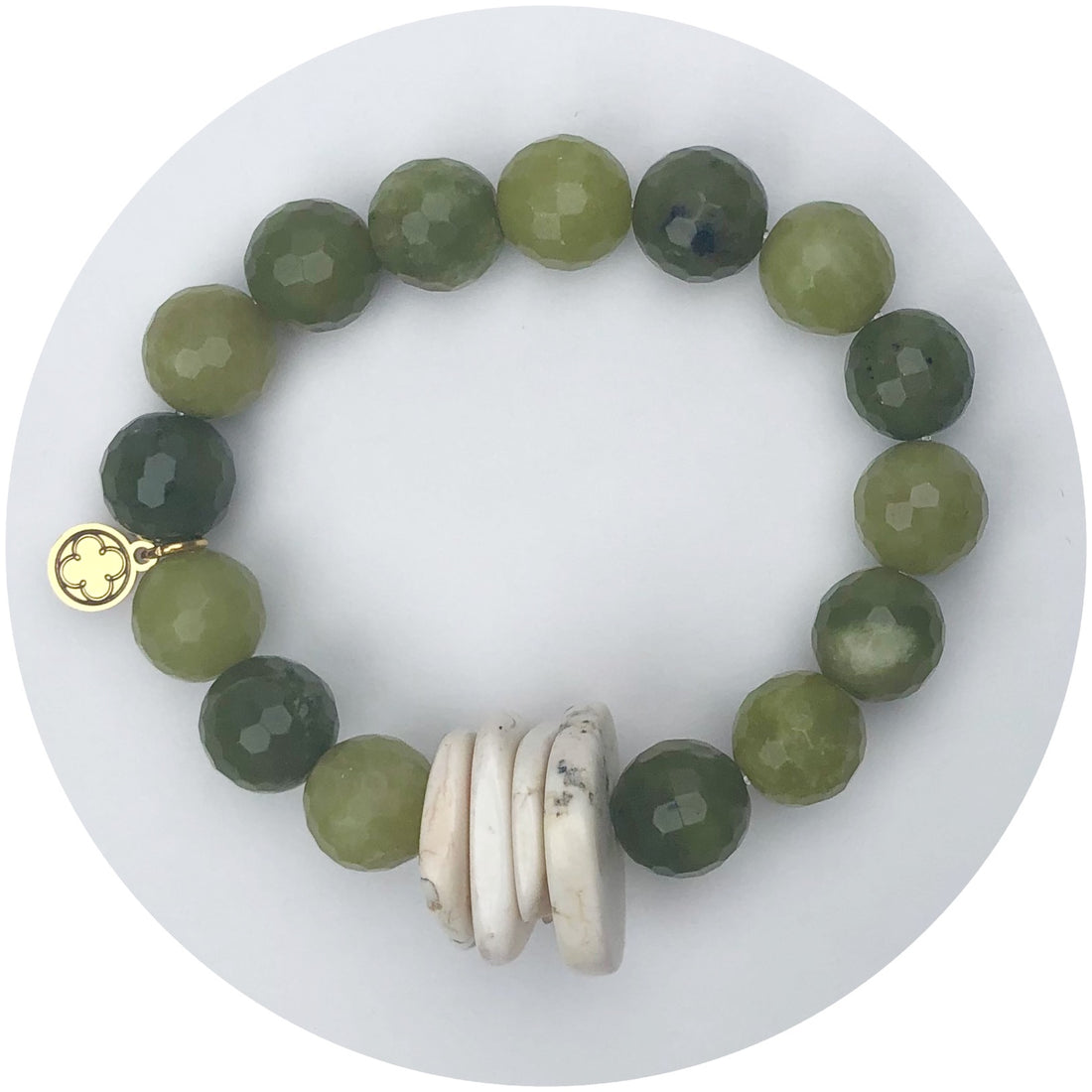 Pickle Green Jasper with White Magnesite Slices Accent