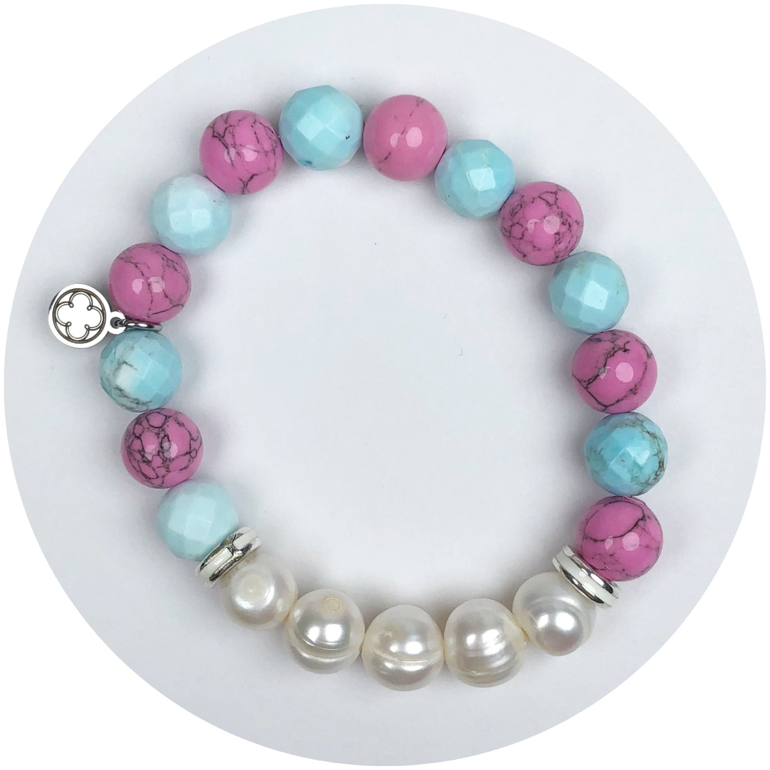 Mixed Berry Cloud and Haloed Freshwater Pearl with Silver Spacer
