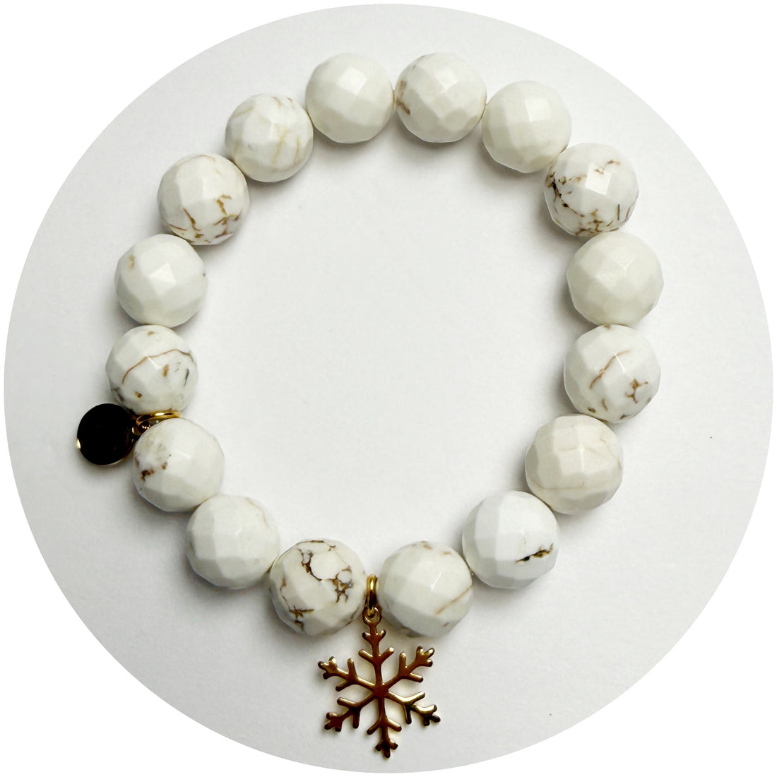 White Magnesite with Gold Pavé Stellar Snowflake
