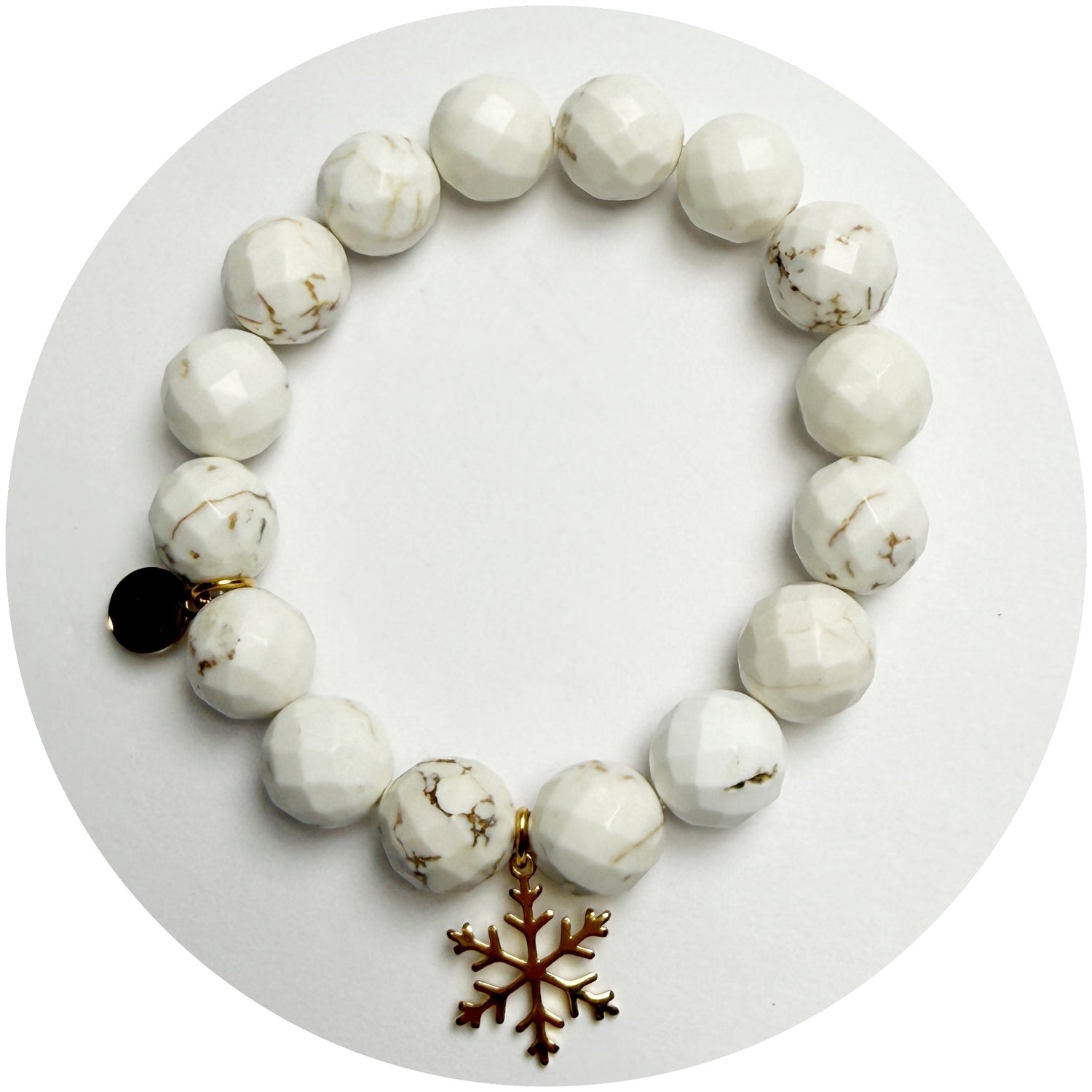 White Magnesite with Gold Pavé Stellar Snowflake
