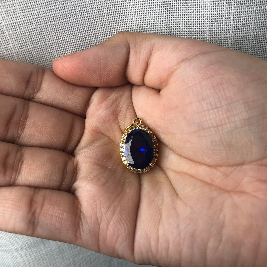 Pavé Blue Sapphire Hidden Gem Pendant