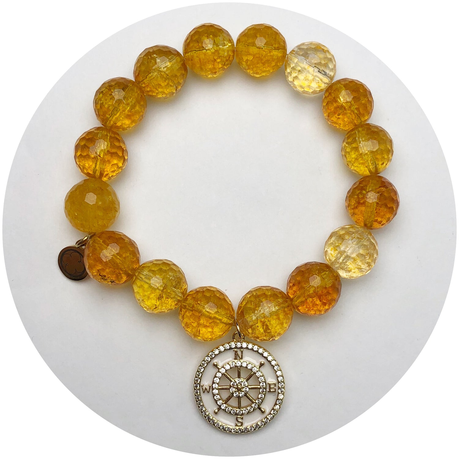 Citrine with Pavé Compass Pendant