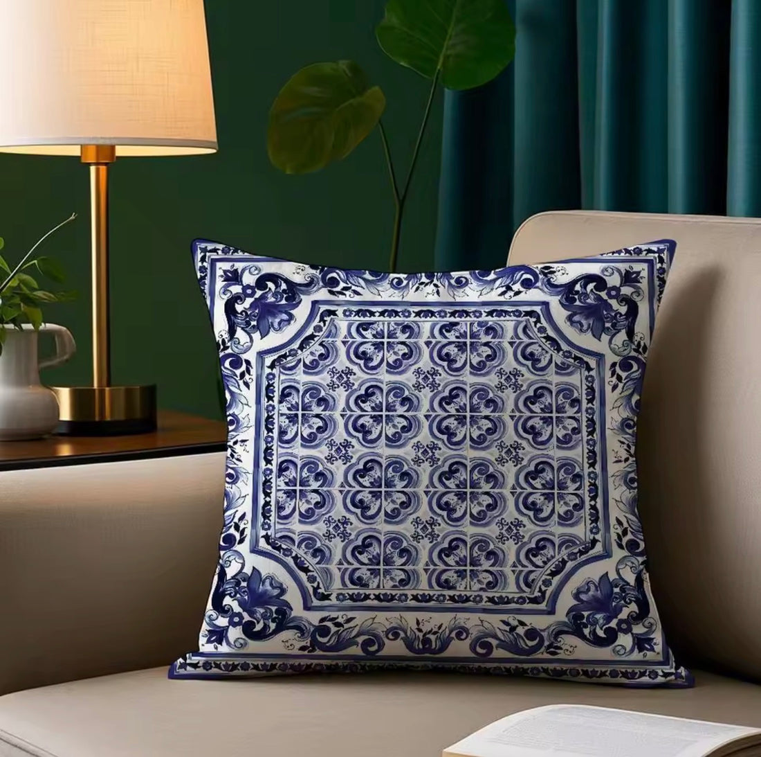 Blue Maiolica Pillow Cover - Oriana Lamarca LLC