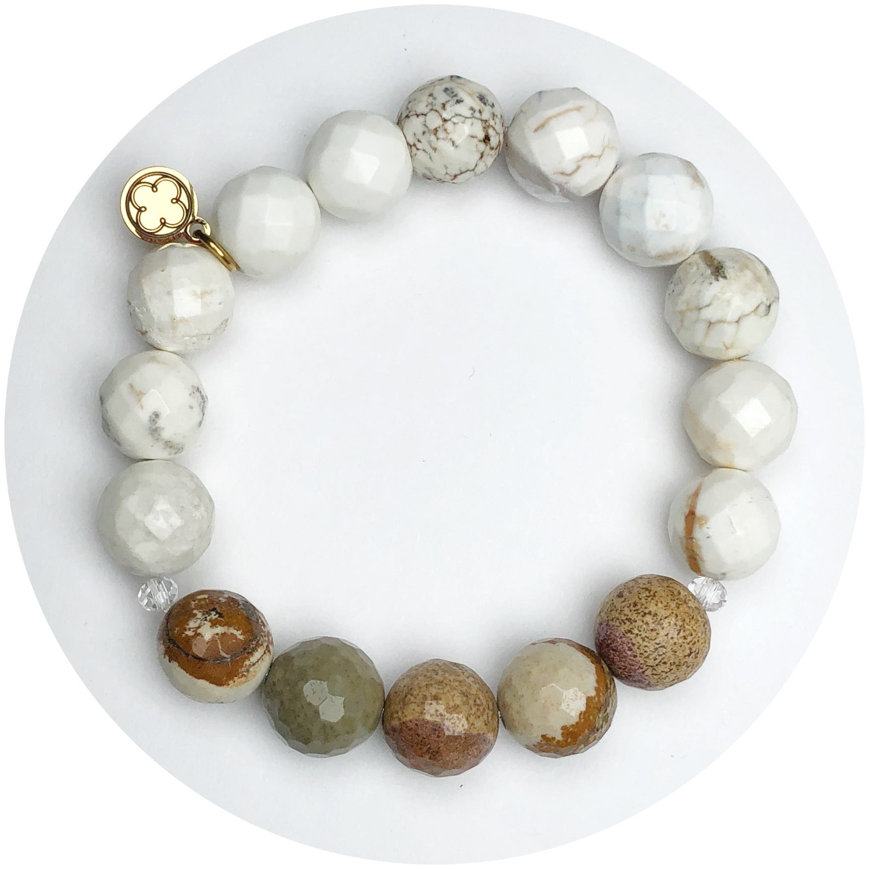 Fossil Agate and Buttersand Stone with Clear Spacers