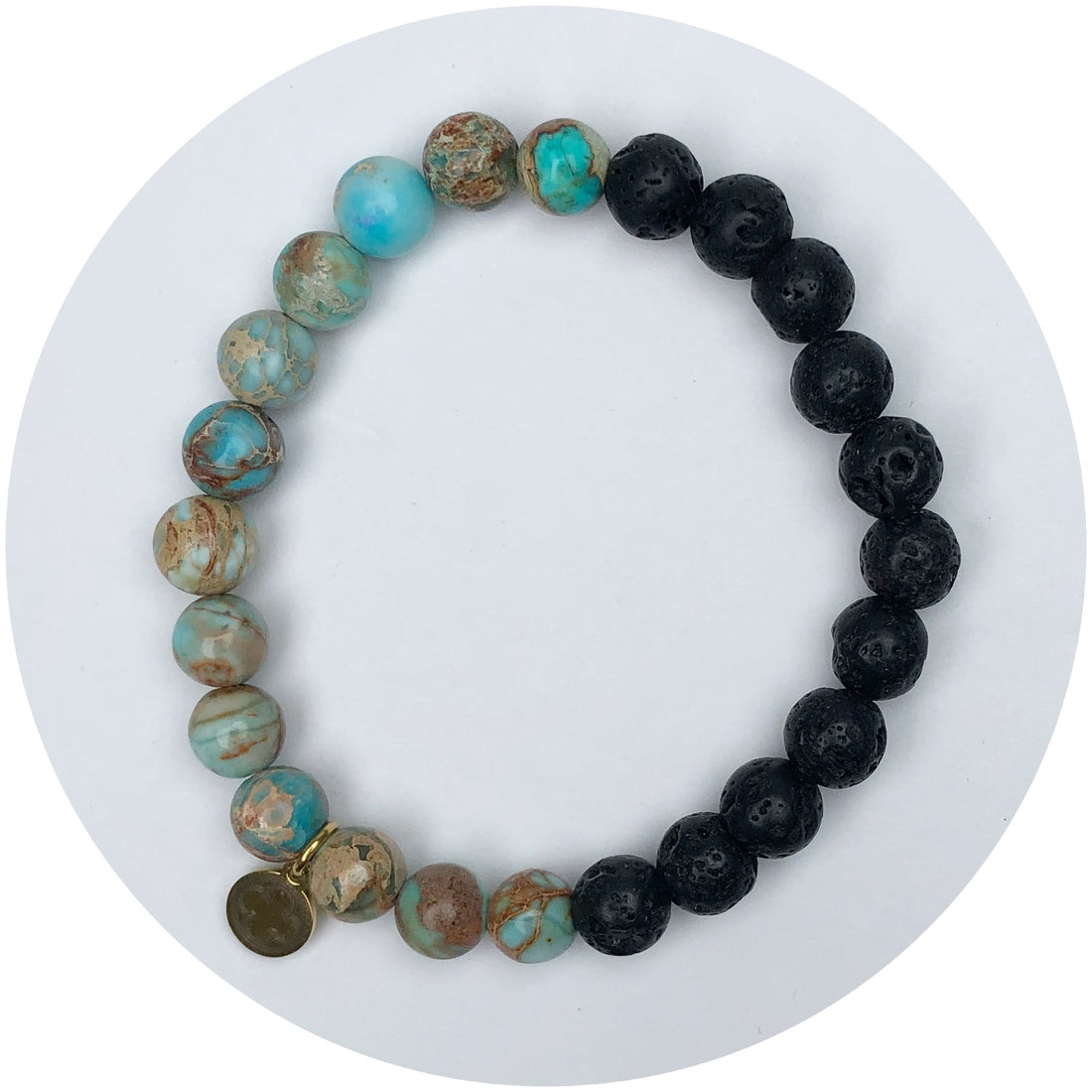 Black Lava and Light Turquoise Coral Reef Jade Halfsie