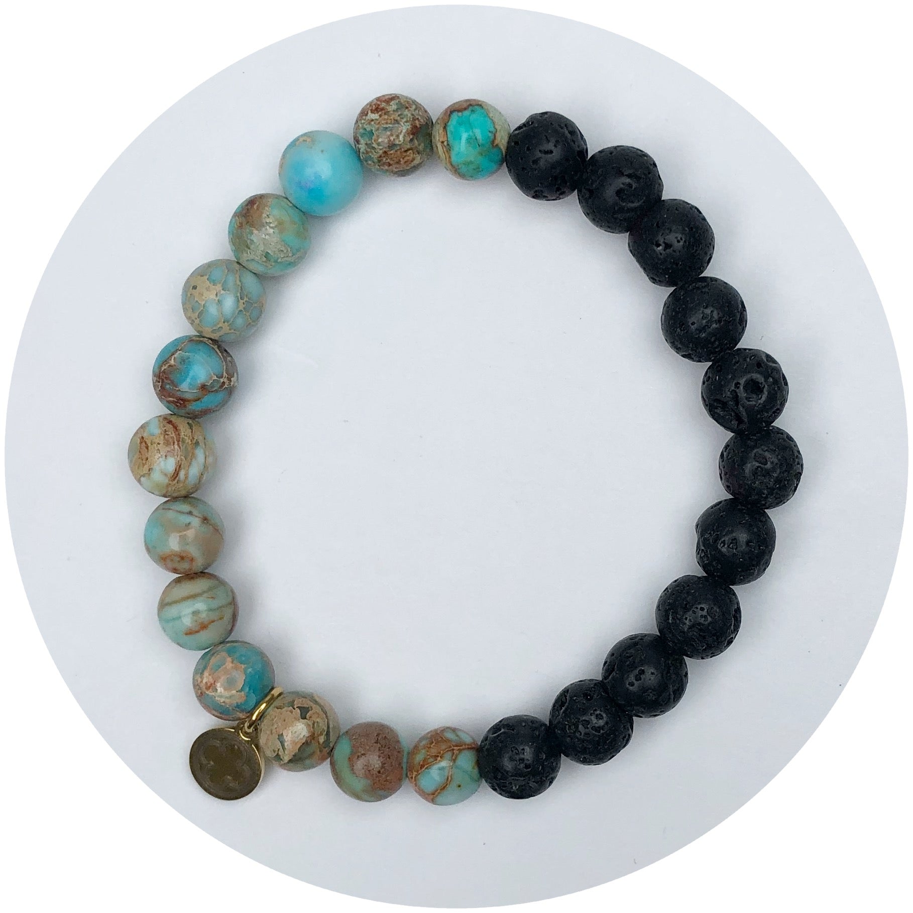 Black Lava and Light Turquoise Coral Reef Jade Halfsie