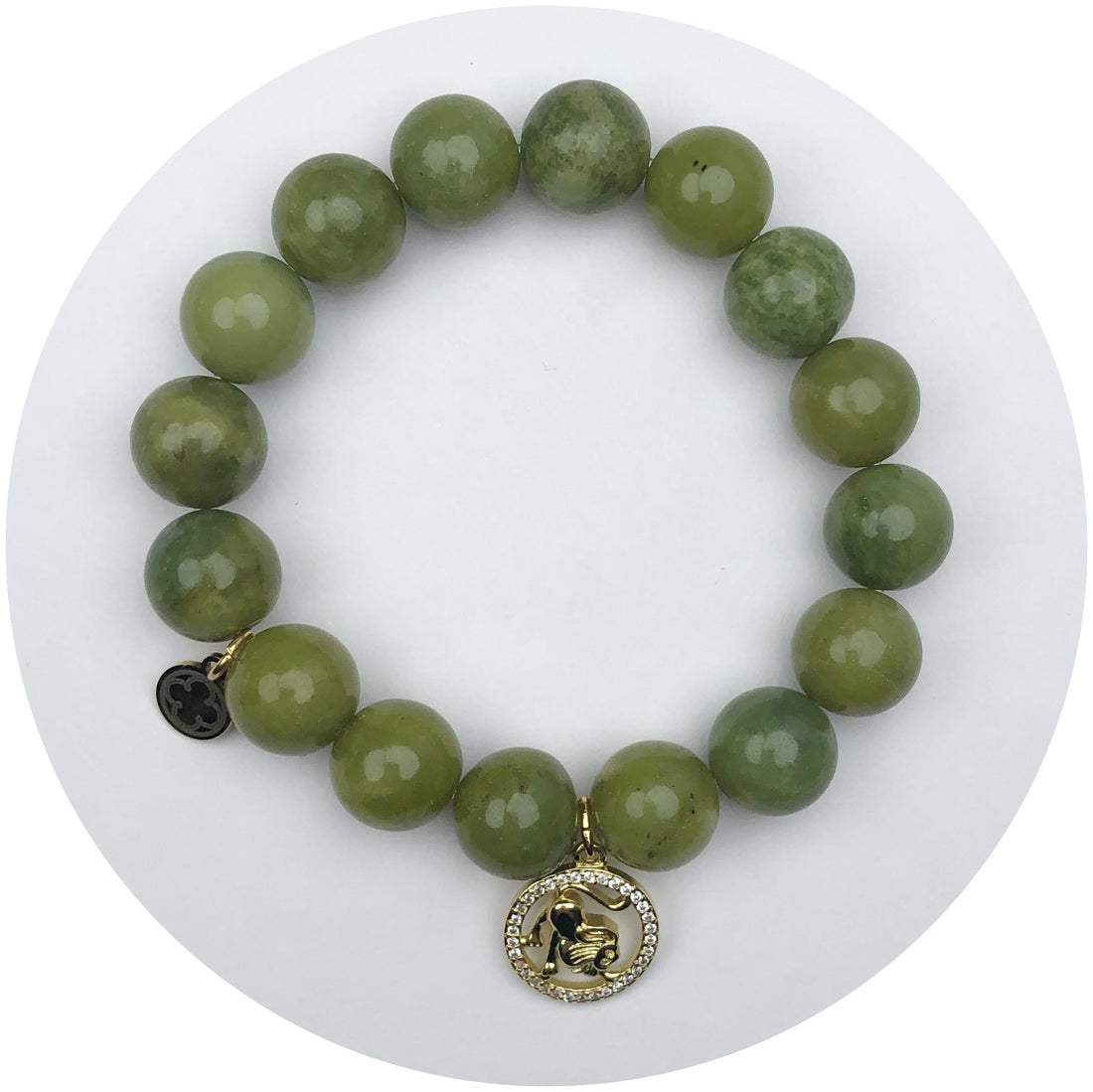 Green Garnet with Leo Zodiac Pendant