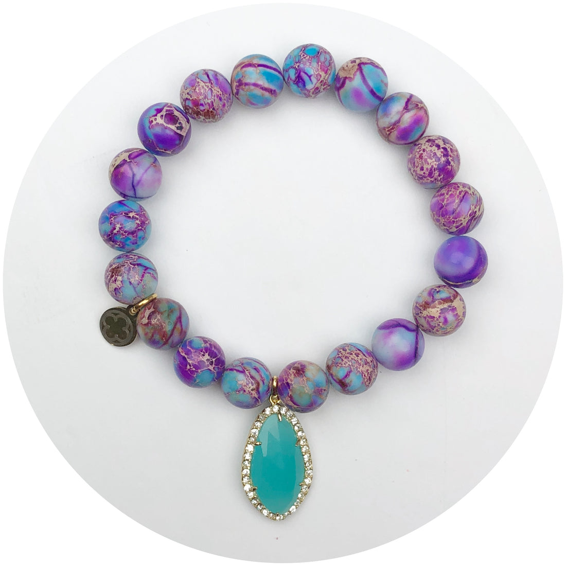 Imperial Mulberry With Pavé Aqua Crystal Point Pendant