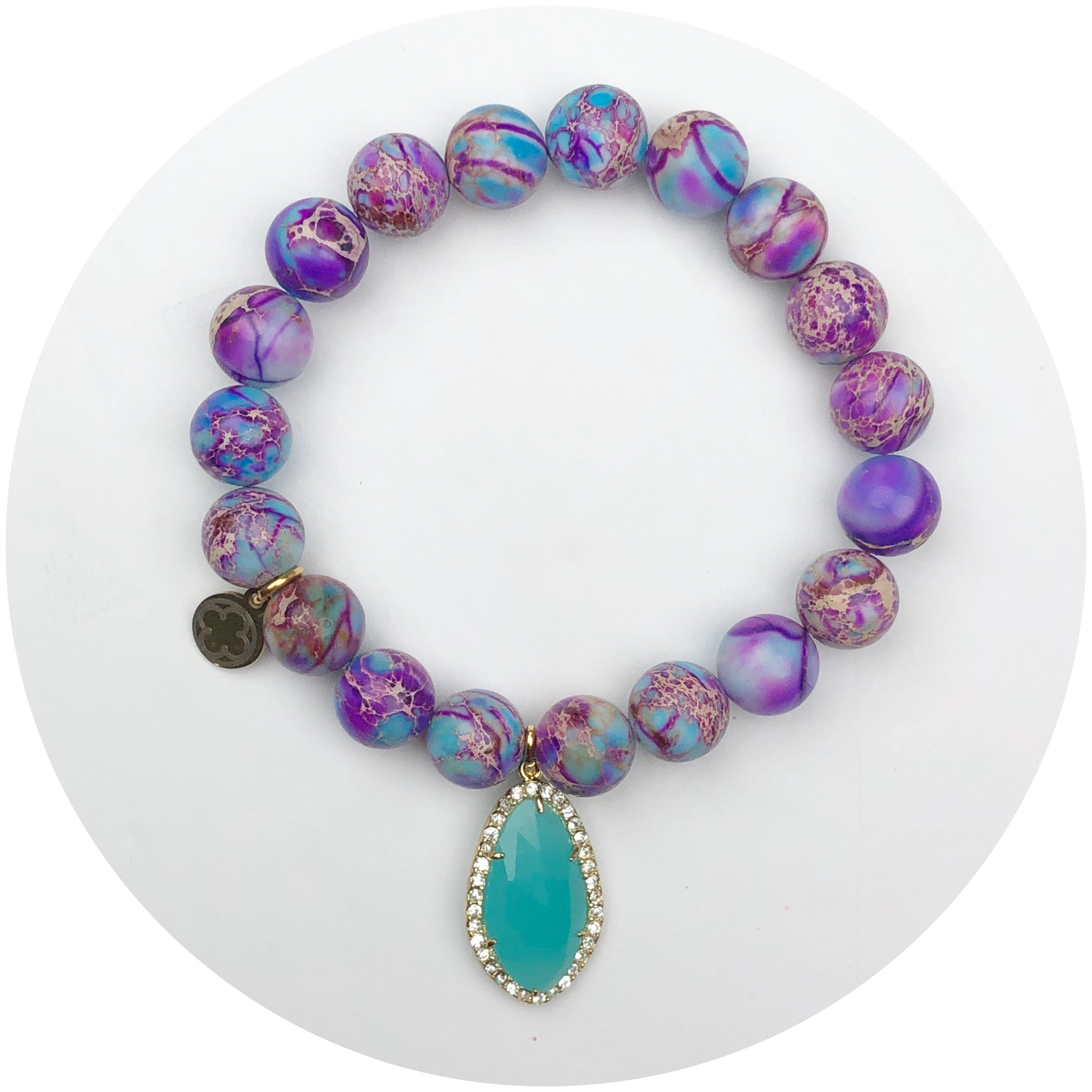 Imperial Mulberry With Pavé Aqua Crystal Point Pendant