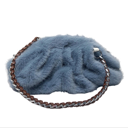 La Nuvola Serenity Blue Faux Mink Bag