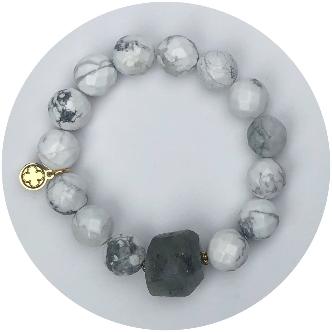 Marbled White Jade with Labradorite Nugget Accent