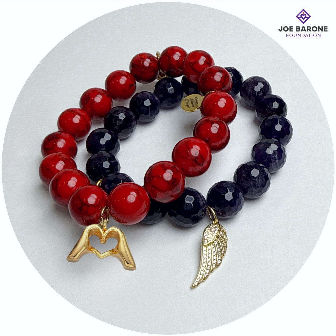 "Joe Barone Foundation" Bracelet with Pavé Angel Wing or Heart Hands Pendant