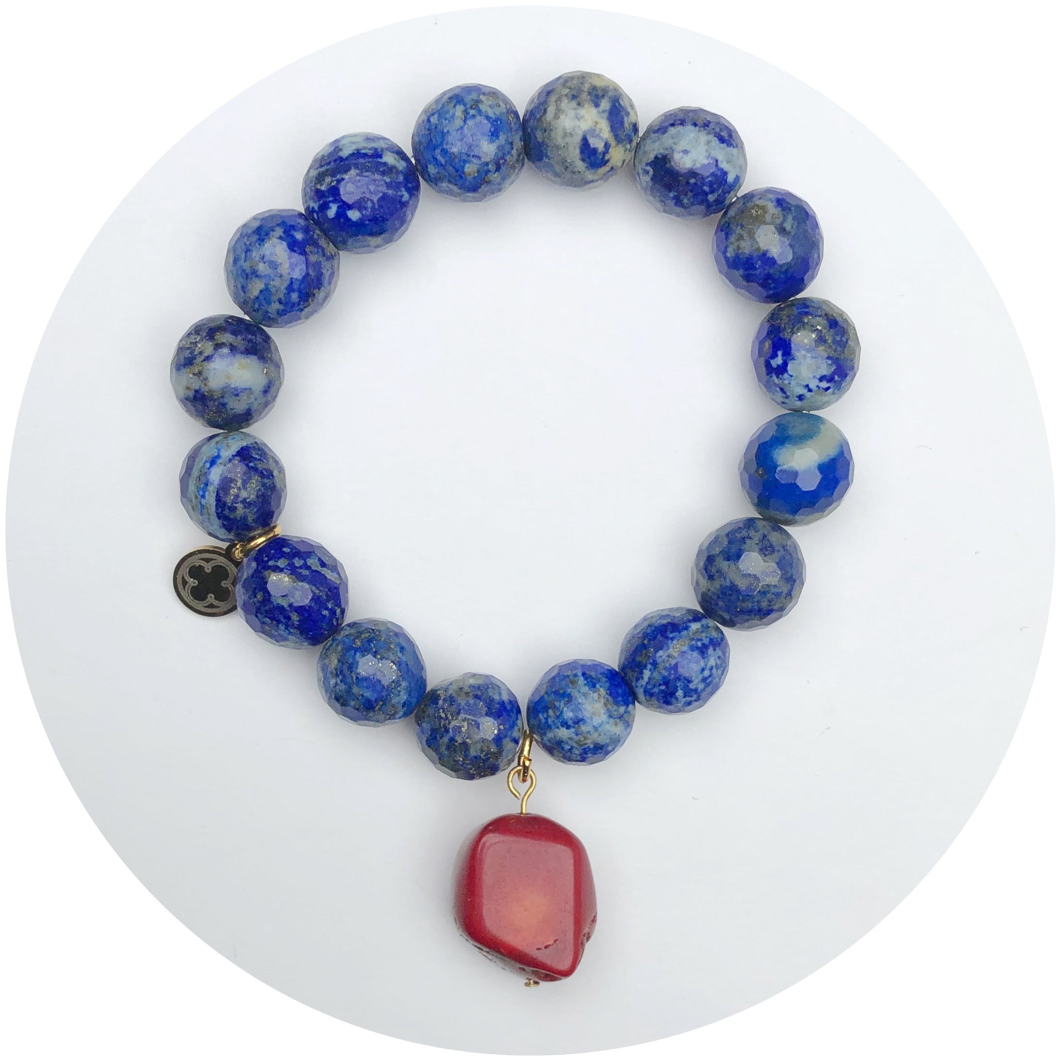Spotted Azul Jasper with Red Coral Nugget Pendant