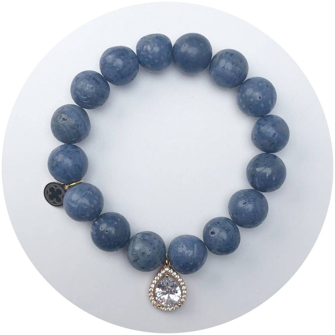 Blue Sponge Coral &quot;Kevin Kelly Vision&quot; with Gold Teardrop Pendant